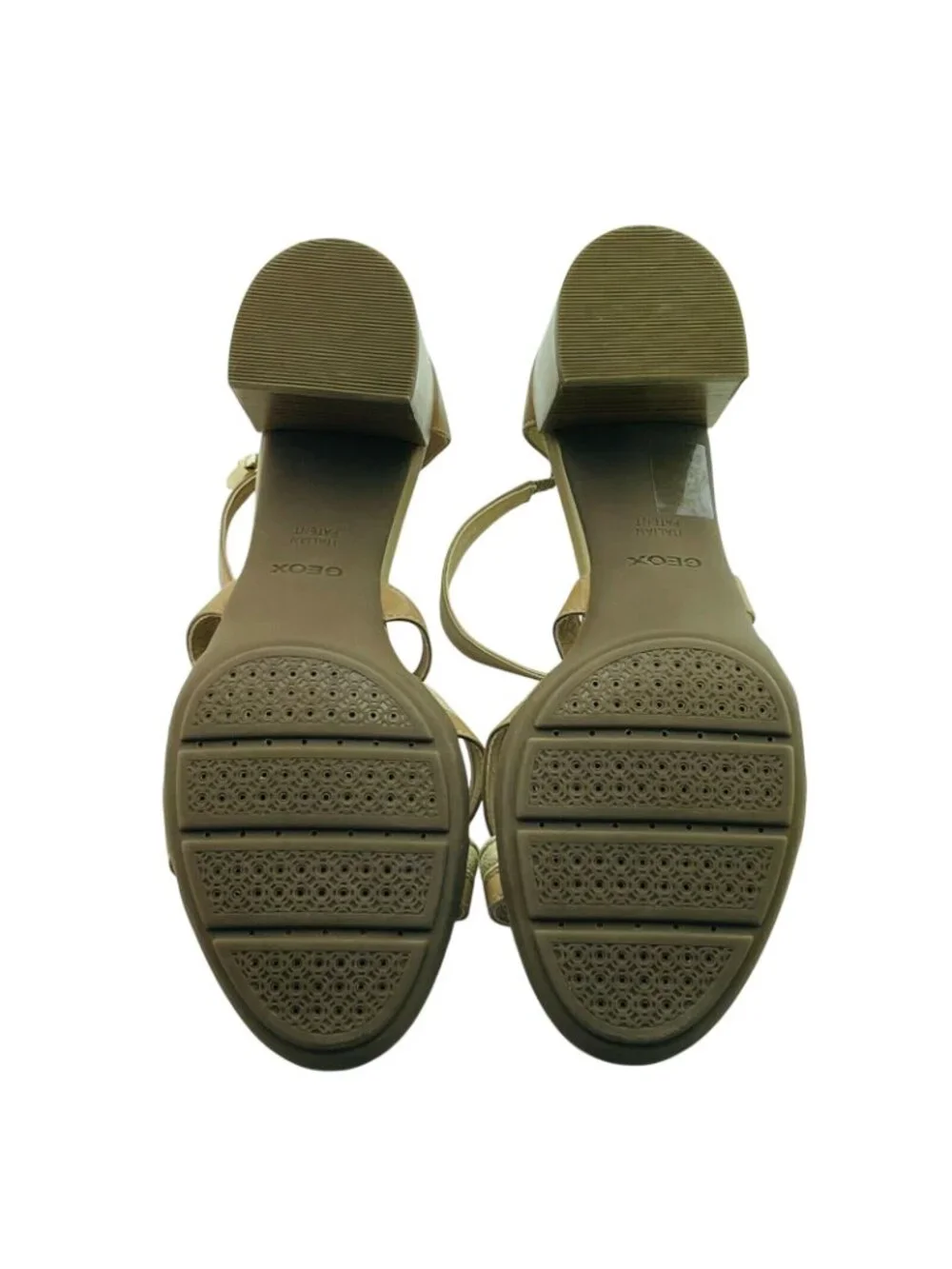 Geox Womens Leather Strappy Heeled Sandals With Back Zipper Closure Brown Size 4